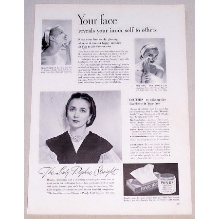 1949 Pond's Cold Cream Vintage Print Ad Lady Daphne