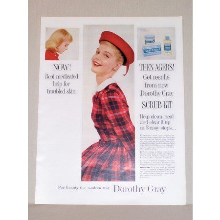 1957 Dorothy Gray Skin Cleanser Scrub Kit Color Print Ad