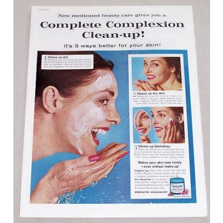 1960 Noxzema Skin Cream Beauty Care Color Print Ad