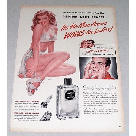 1946 Mennem Skin Bracer Mingo Art Color Print Ad - He-Man Aroma