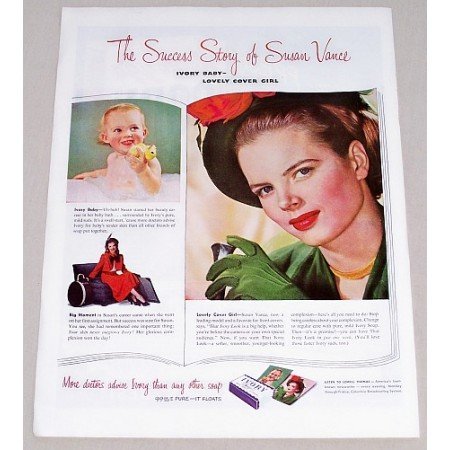 1949 Ivory Soap Color Print Ad Celebrity Susan Vance