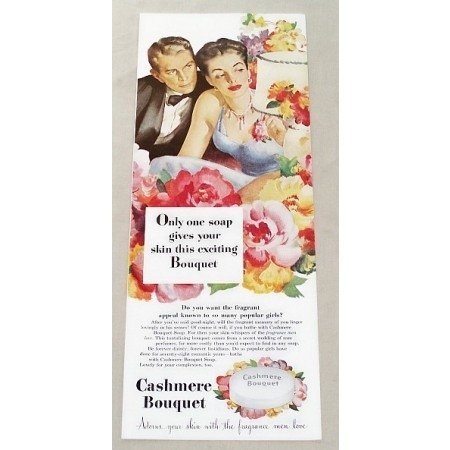 1947 Cashmere Bouquet Soap Color Print Art Ad