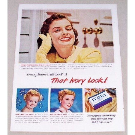 1949 Ivory Soap Color Print Ad Celebrity Cover Girl Pat Barnard