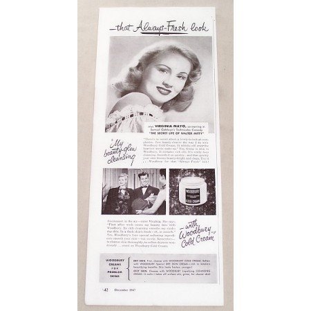 1947 Woodbury Cold Cream Vintage Print Ad Celebrity Virginia Mayo