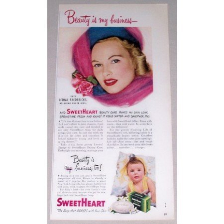 1949 Sweetheart Soap Color Print Ad Celebrity Leona Fredericks
