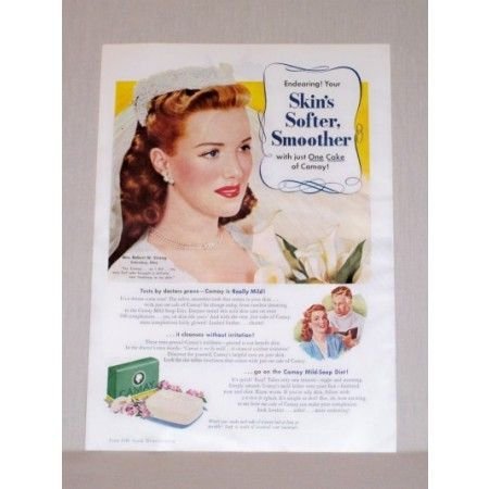 1945 Camay Soap Color Print Ad - Woman In Wedding Gown