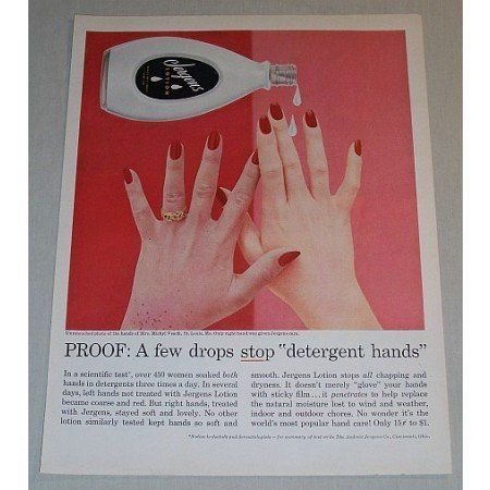 1957 Jergens Lotion Vintage Color Print Ad - A Few Drops Stop...