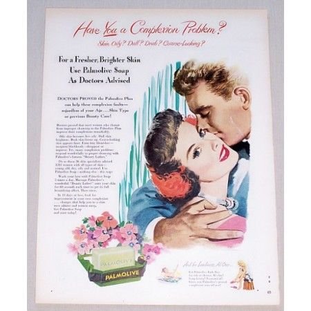 1949 Palmolive Soap Color Print Art Ad - Complexion Problem?