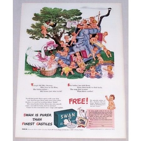 1943 Swan Soap Mother Goose Art Color Print Ad