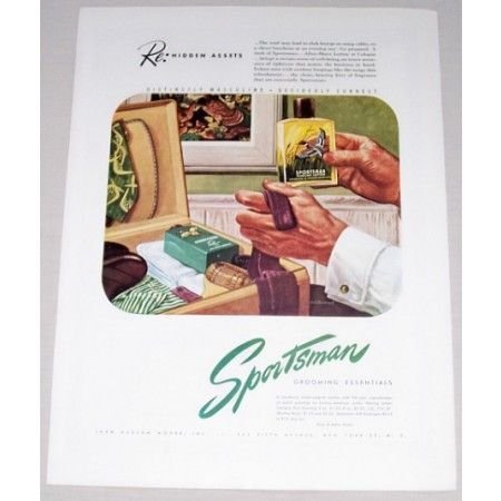 1946 Sportsman Grooming Essentials Color Print Ad