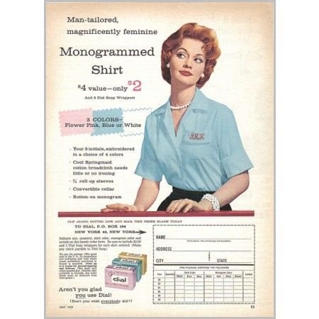 1959 Dial Soap Monogrammed Shirt Offer Color Print Ad