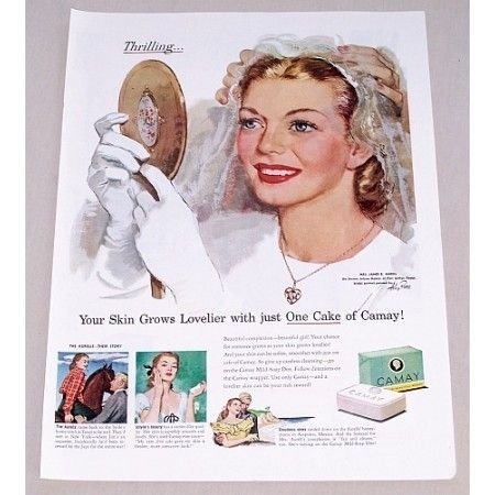 1947 Camay Soap Wedding Art Color Print Ad - Thrilling