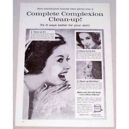 1961 Noxzema Skin Cream Vintage Print Ad - Complexion Clean-Up