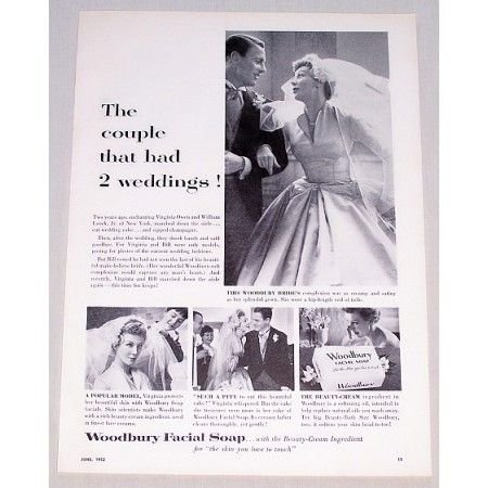 1952 Woodbury Facial Soap Vintage Print Ad - Couple Had 2 Weddings