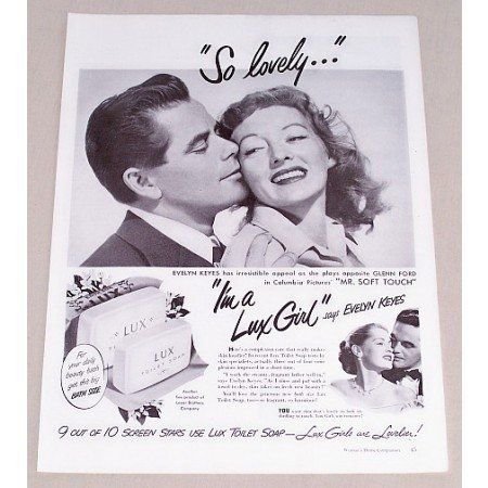 1949 Lux Toilet Soap Vintage Print Ad Celebrity Evelyn Keys