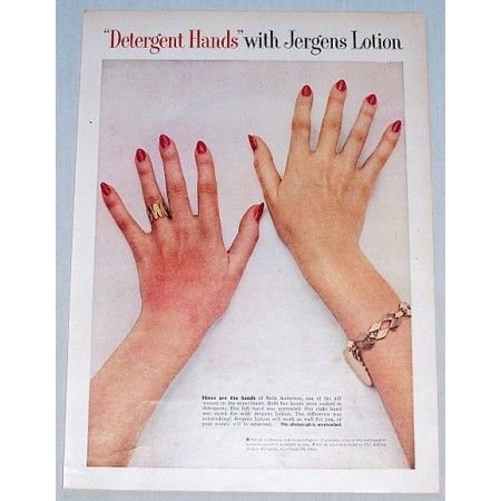 1954 Detergent Hands With Jergens Lotion Color Print Ad