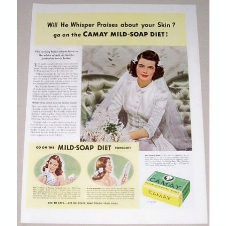 1942 Camay Soap Color Print Ad - Will He Whisper Praises...
