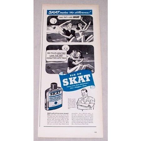 1946 Skat Insect Repellent Art Vintage Print Ad - Skat Makes The Difference