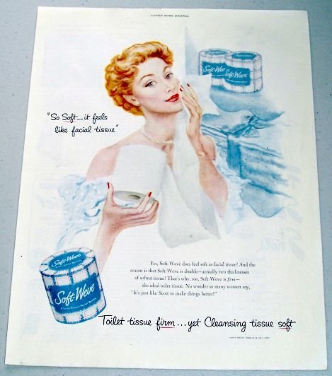 1950 Soft Weve Bath Tissue Color Print Art Ad