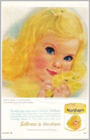 1962 Northern Pale Gold Bath Tissue Girl Art Color Print Ad