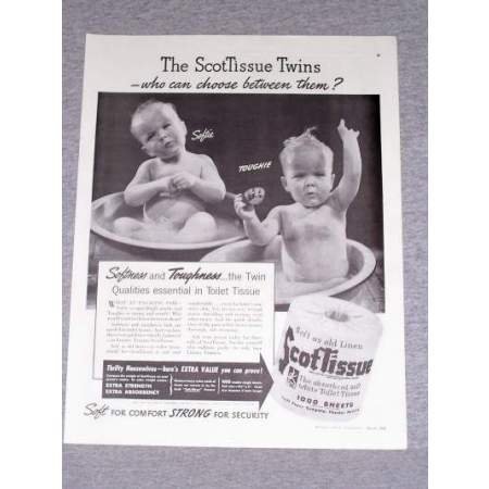 1941 ScotTissue Toilet Tissue ScotTissue Twins Vintage Print Ad