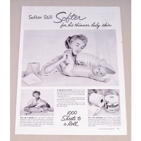 1953 ScotTissue Toilet Tissue Vintage Print Ad - Softer Still Softer