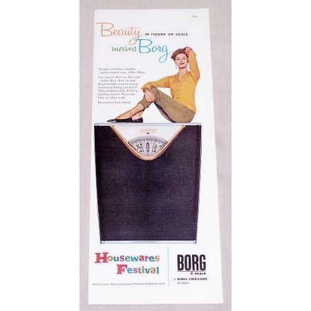 1960 Borg Weight Scales Color Print Ad - Beauty Means Borg
