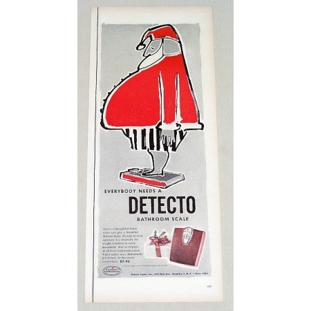 1955 Detecto Bathroom Scales Color Print Christmas Art Ad