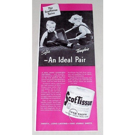 1942 ScotTissue Toilet Tissue Color Print Ad - An Ideal Pair