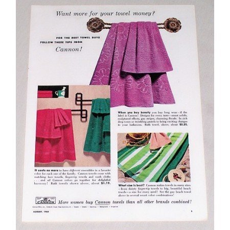 1953 Cannon Mills Bath Towels Color Print Ad