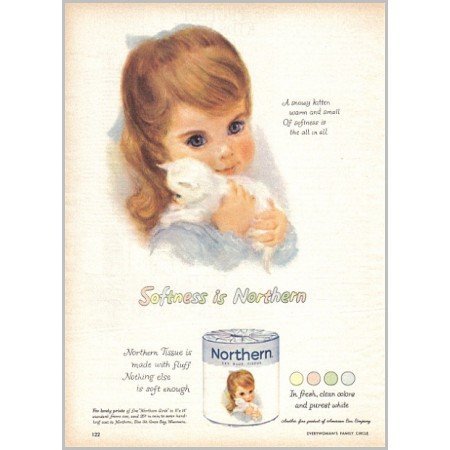 1959 Northern Bath Tissue Color Print Art Ad - Northern Girls