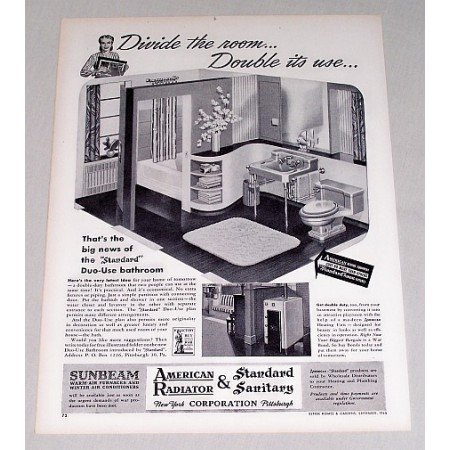 1945 American Radiator Standard Sanitary Bathroom Vintage Print Ad