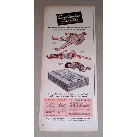 1949 Englander Red Line Mattress Color Art Vintage Print Ad