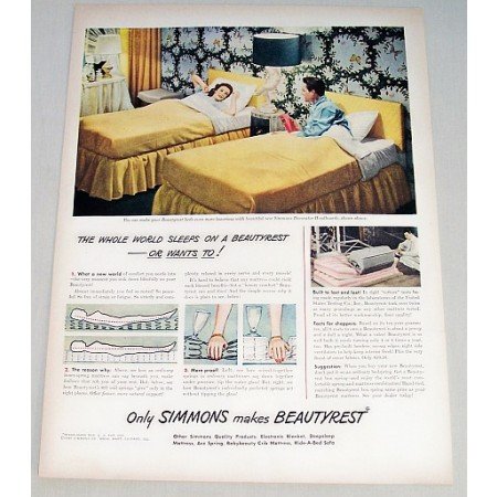 1948 Simmons Beautyrest Mattress Color Print Ad