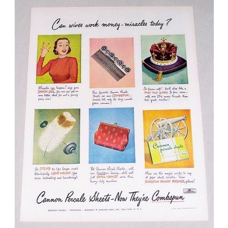 1949 Cannon Percale Sheets Color Print Ad - Miracles Today?
