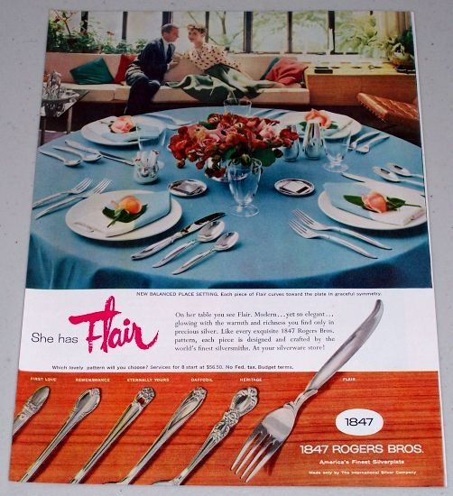 1955 Color Print Ad for 1847 Rogers Bros. Silverplate Flatware