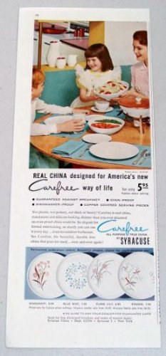 1958 Syracuse Carefree China Dinnerware Color Print Ad