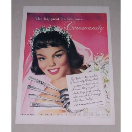 1949 Oneida Community Silverplate Flatware Color Print Ad