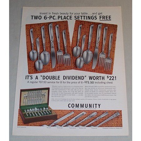 1957 Oneida Community Silverplate Flatware Color Print Ad