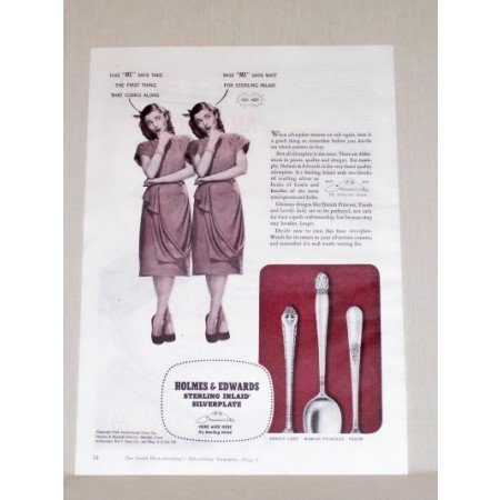 1945 Holmes Edwards Sterling Silverplate Flatware Color Print Ad