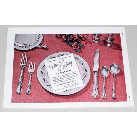 1953 Victoria Sterling by Watson Setting Flatware Color Print Ad