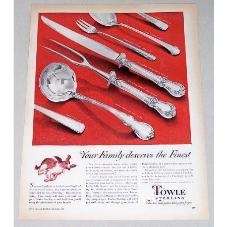 1950 Towle Sterling Flatware Color Print Ad - The Finest