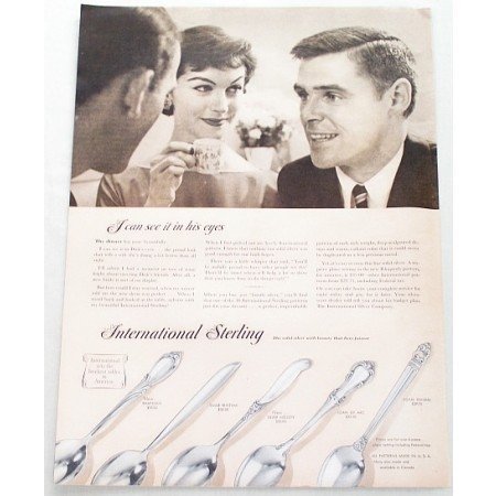 1956 International Sterling Flatware Color Print Ad