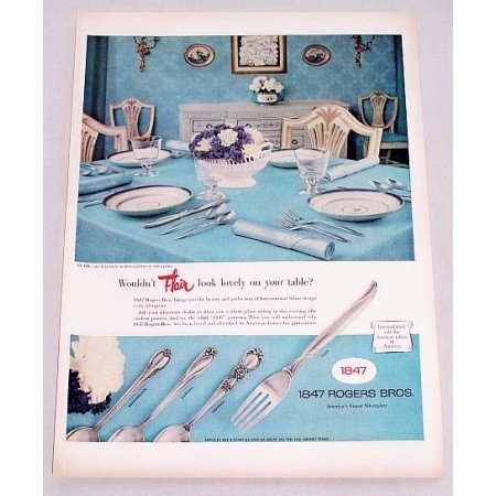 1956 Color Print Ad for 1847 Rogers Bros. FLAIR Silverplate Flatware