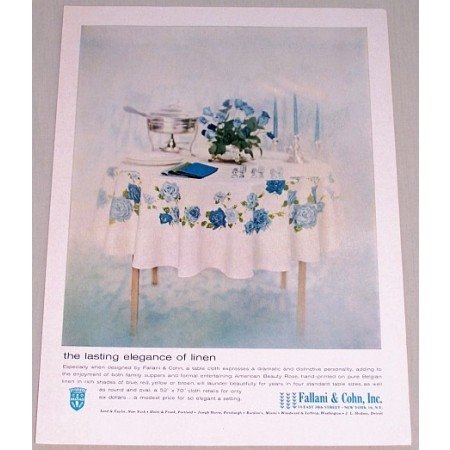 1962 Fallani Cohn Table Cloth Color Print Ad - Lasting Elegance