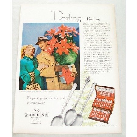 1948 Color Print Ad for 1881 Rogers Oneida Silverplate Flatware