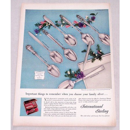 1956 International Sterling Silver Flatware Color Print Ad