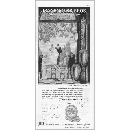 1935 Vintage Print Ad for 1847 Rogers Bros. Silverplate Flatware