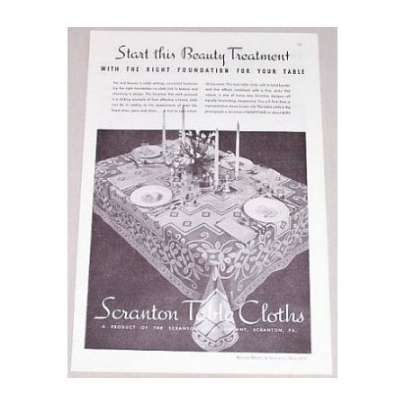 1934 Scranton Table Cloths Vintage Print Ad - Beauty Treatment