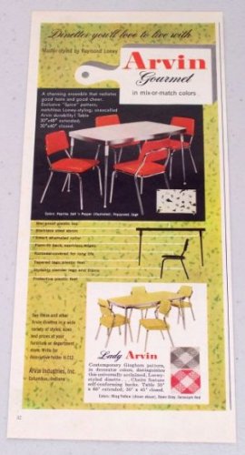 1952 Arvin Gourmet Spice Pattern Vintage Dinette Set Color Print Ad